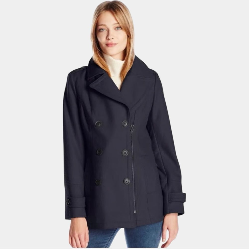 Sz S Lucky Brand Navy Blue Double Breasted Peacoat $200 MSRP